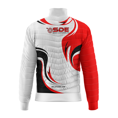Senior Darts England Puffer Jacket – Back View with Patriotic Styling and Performance Fit | INC-APPAREL