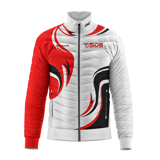 Senior Darts England Puffer Jacket – Front View Featuring Insulated Design and National Crest | INC-APPAREL