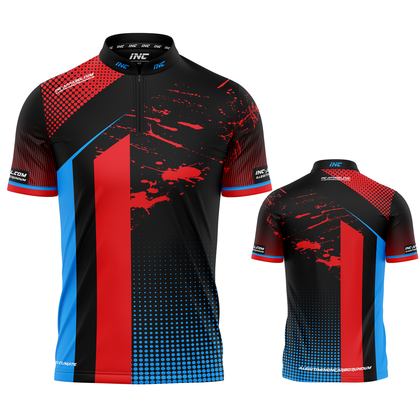 Suspensus Red Blue Black Darts and Pool Shirt by INC-APPAREL – breathable moisture-wicking performance darts shirt