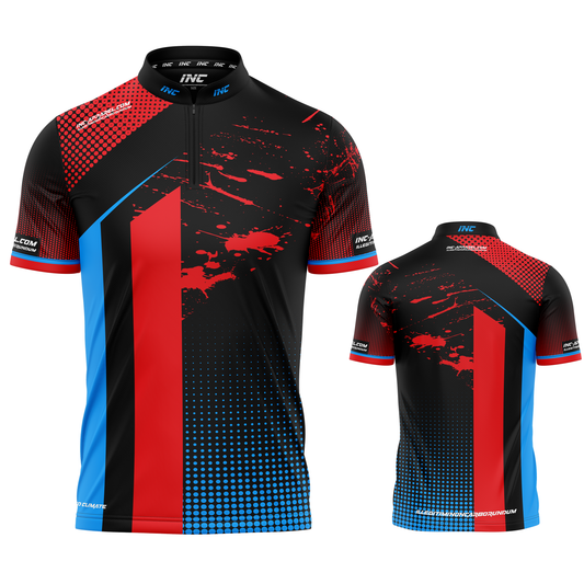 Suspensus Red Blue Black Darts and Pool Shirt by INC-APPAREL – breathable moisture-wicking performance darts shirt