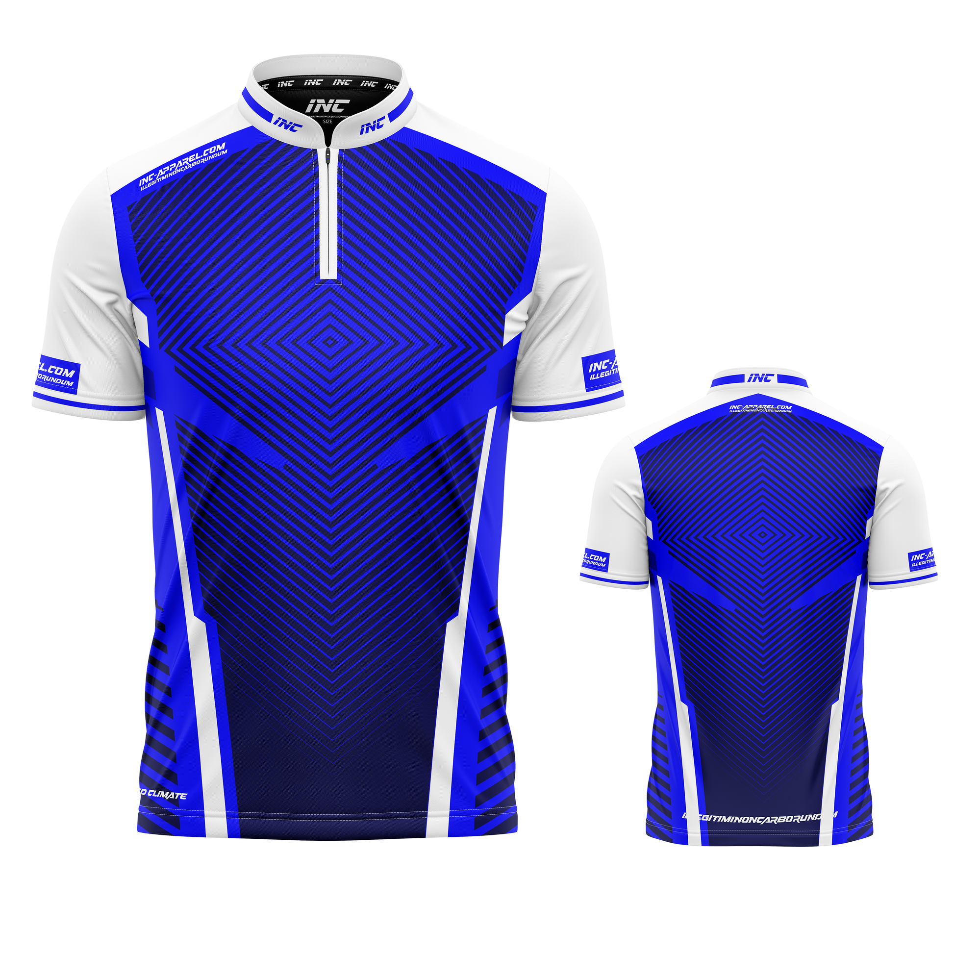 Terminare blue and white darts pool shirt