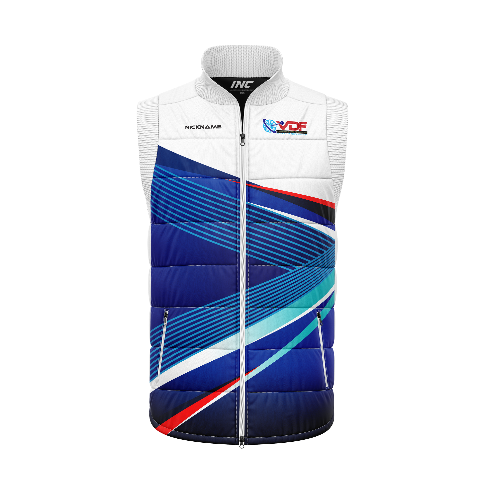Veterans Darts Foundation Gilet – Front View Featuring Windproof Lightweight Design and Patriotic Branding | INC-APPAREL