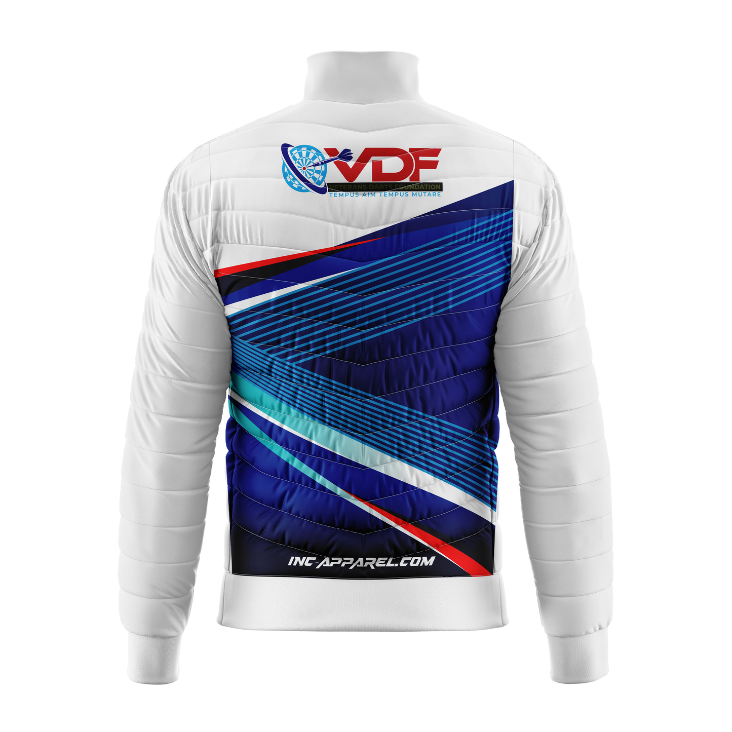 Veterans Darts Foundation Puffer Jacket – Back View with Bold Foundation Logo and Warm Performance Fit | INC-APPAREL