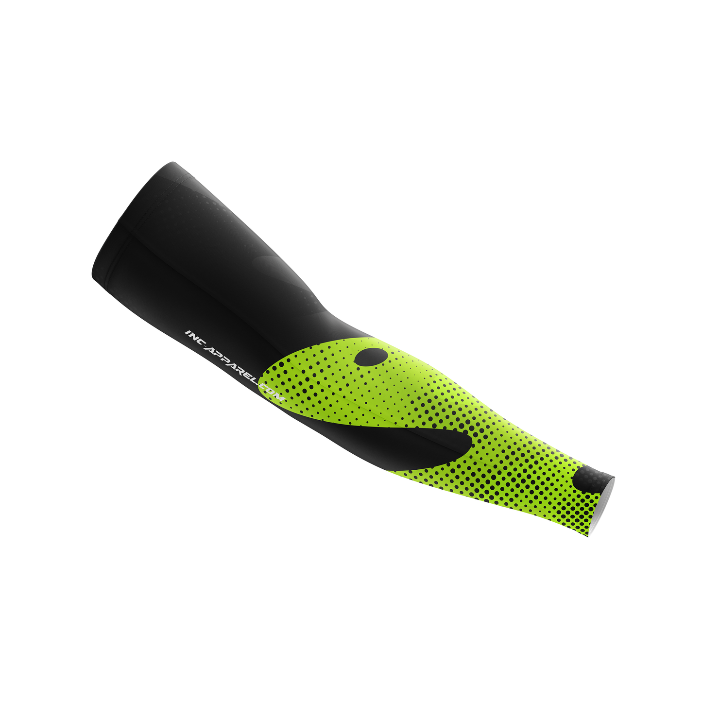Wacky Black and Lime Darts Sleeve from INC-APPAREL – black and lime compression arm sleeve with breathable fabric and bold wacky pattern.