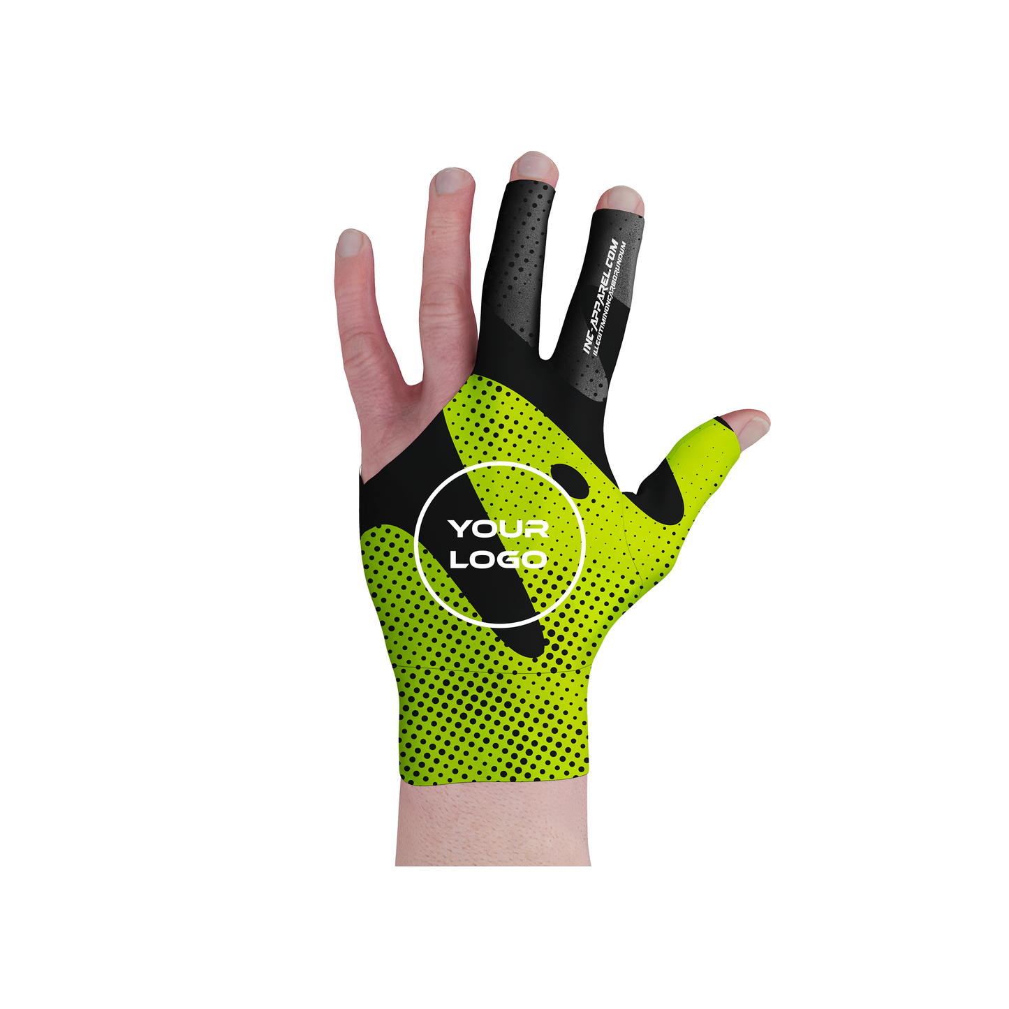 Wacky Black and Lime Pool Glove from INC-APPAREL – performance pool glove with non-slip palm and bold black-lime wacky design.