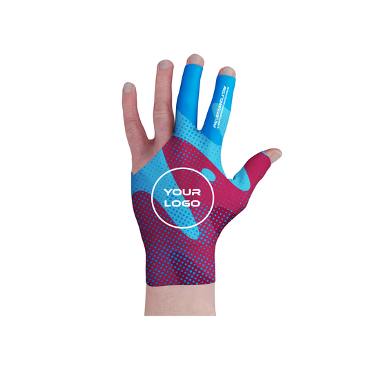 Wacky Blue and Maroon Pool Glove from INC-APPAREL – performance pool glove with non-slip palm and bold blue-maroon wacky design.