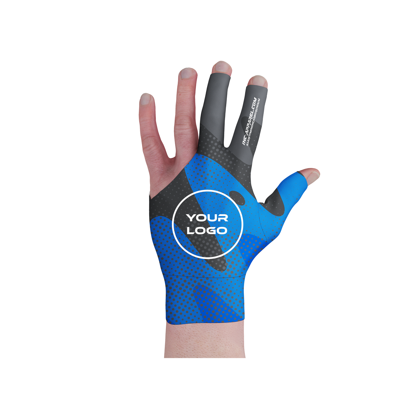 Wacky Grey and Blue Pool Glove from INC-APPAREL – fun performance pool glove with non-slip palm and vibrant grey-blue design.