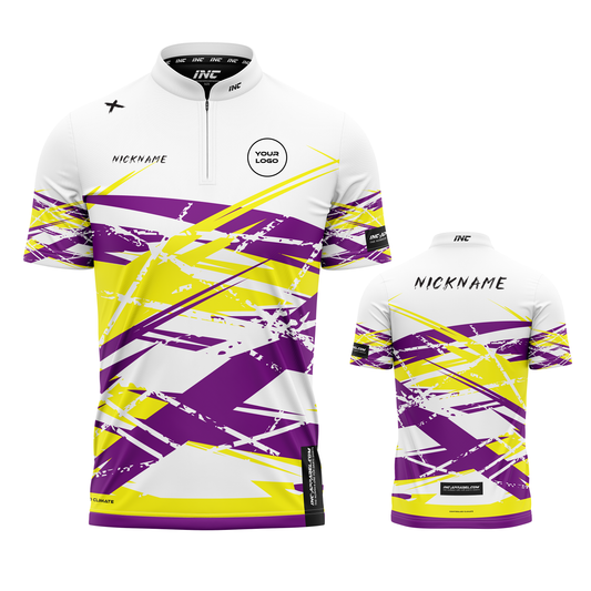 X Apollo Albus Pro1 Darts Shirt from INC-APPAREL – white performance darts shirt with PRO1 collar and Apollo-inspired design.