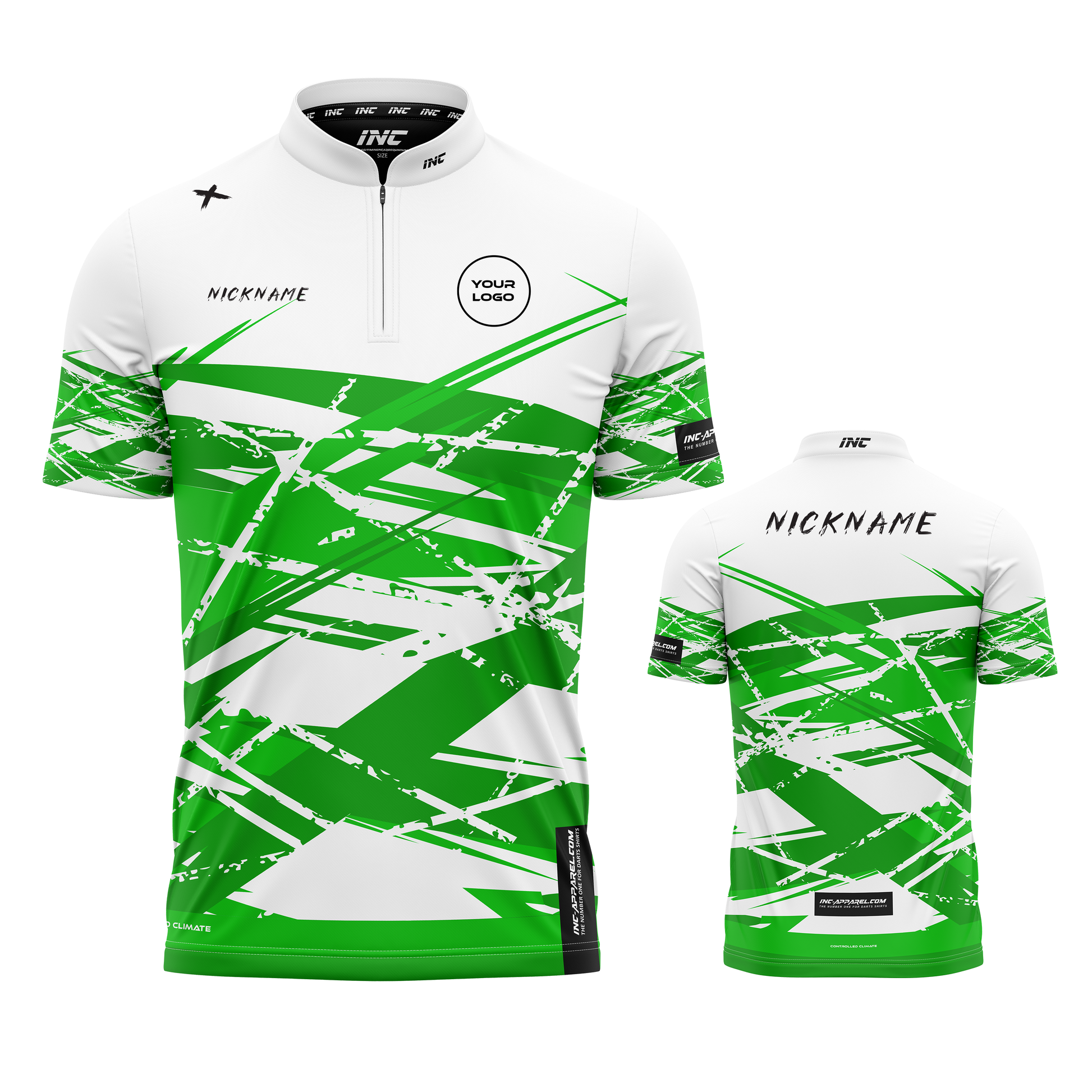 X Aurora Albus Pro1 Darts Shirt from INC-APPAREL – white performance darts shirt with PRO1 collar and Aurora-themed design.