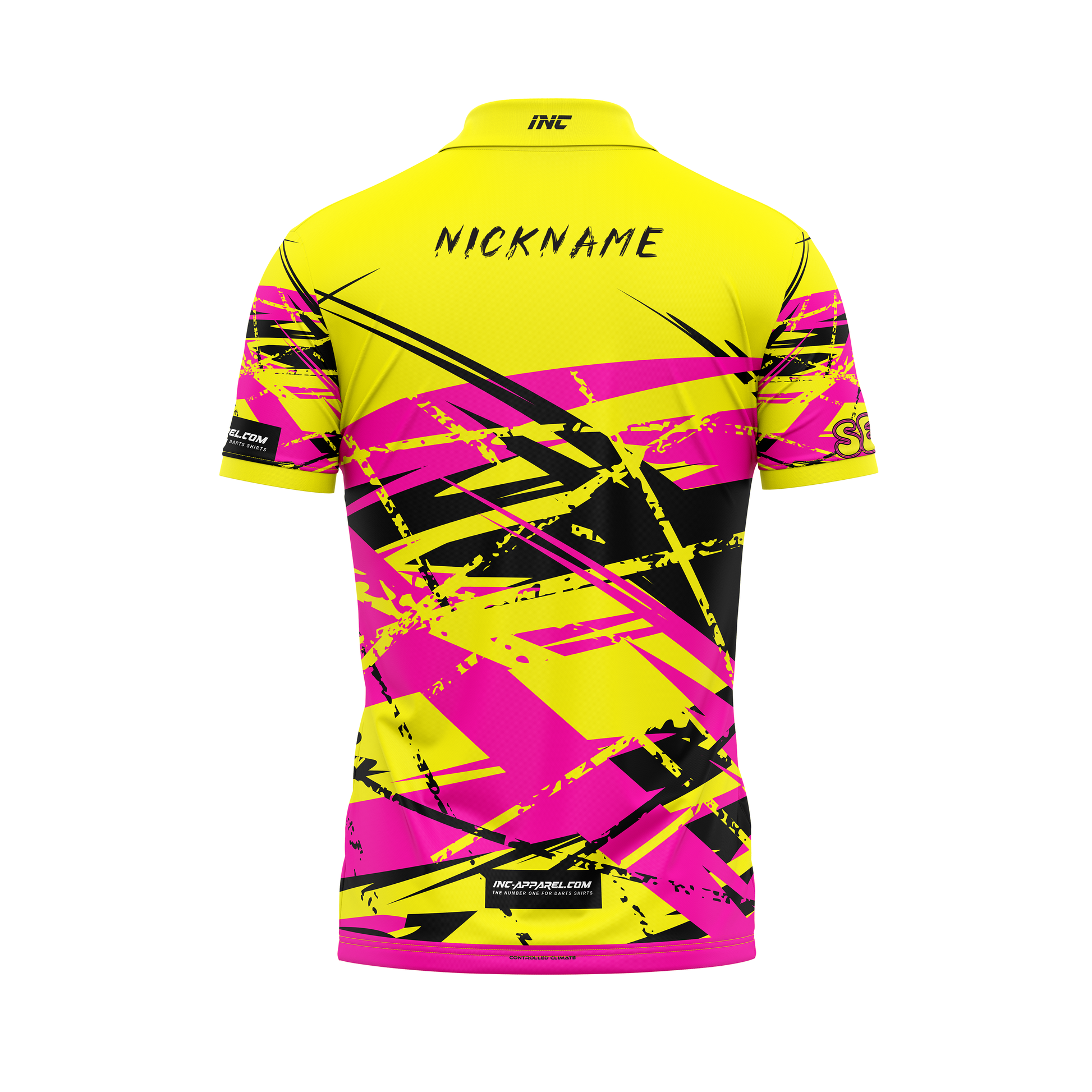 X Flavus Nigrum Zip Polo Darts Shirt – Back View | INC-APPAREL