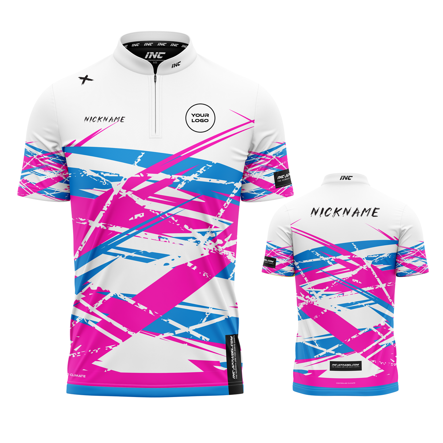 X Juno Albus Pro1 Darts Shirt from INC-APPAREL – white performance darts shirt with PRO1 collar and modern Juno design.
