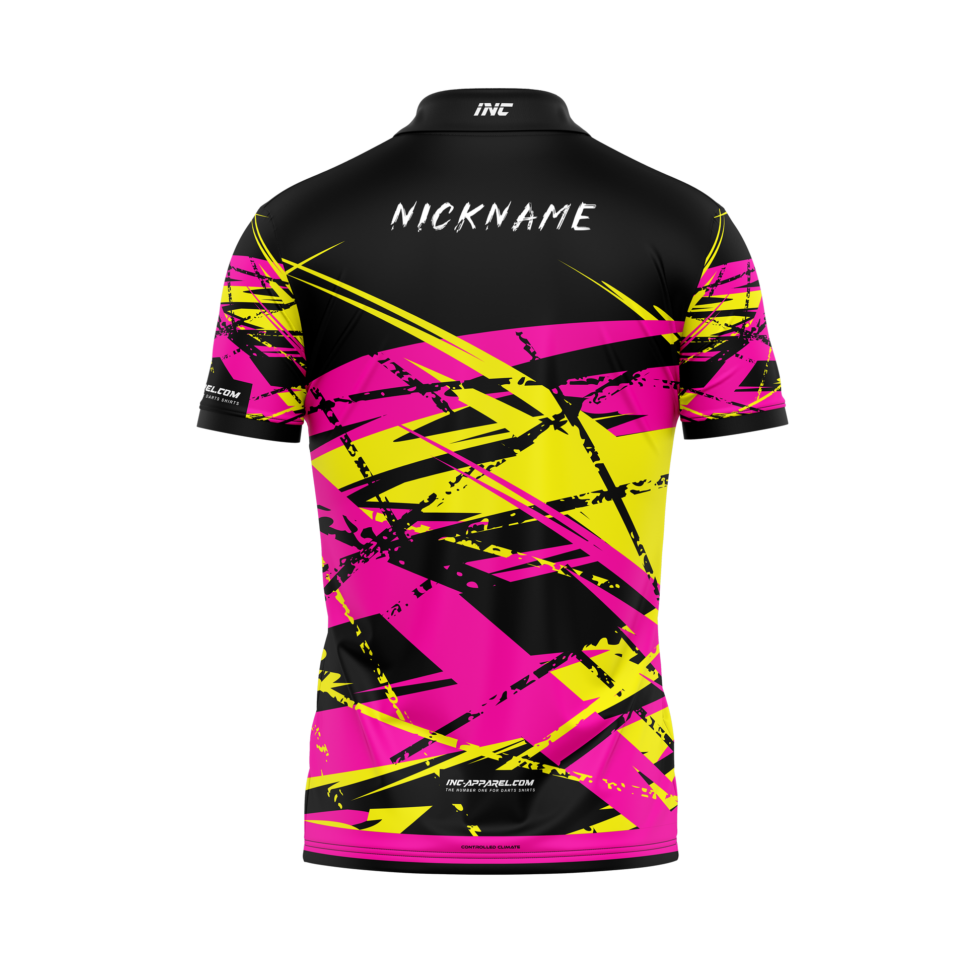 X Noctis Roseus Zip Polo Darts Shirt – Back View | INC-APPAREL