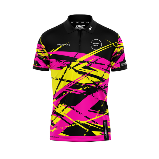 X Noctis Roseus Zip Polo Darts Shirt – Front View | INC-APPAREL