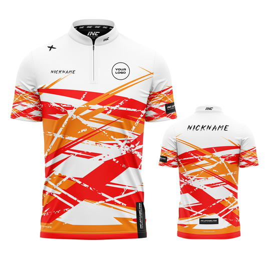 X Vesta Albus Pro1 Darts Shirt from INC-APPAREL – white performance darts shirt with PRO1 collar and Vesta-inspired design.