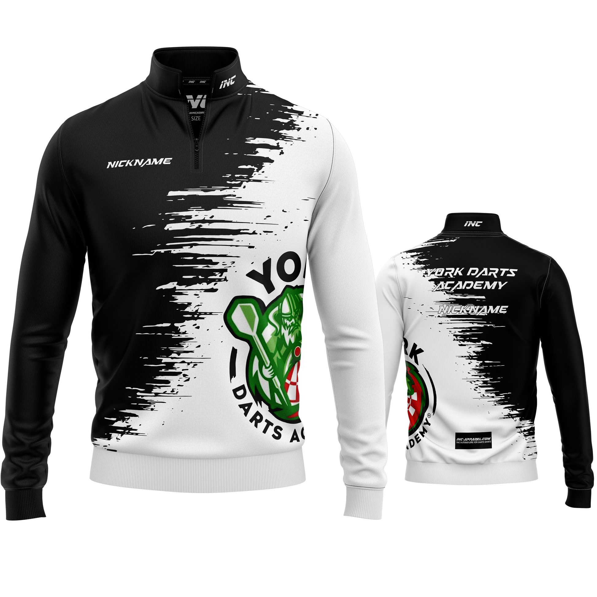 York Darts Academy Quarter Zip Midlayer from INC-APPAREL – official team midlayer with breathable fleece fabric and professional quarter-zip design.
